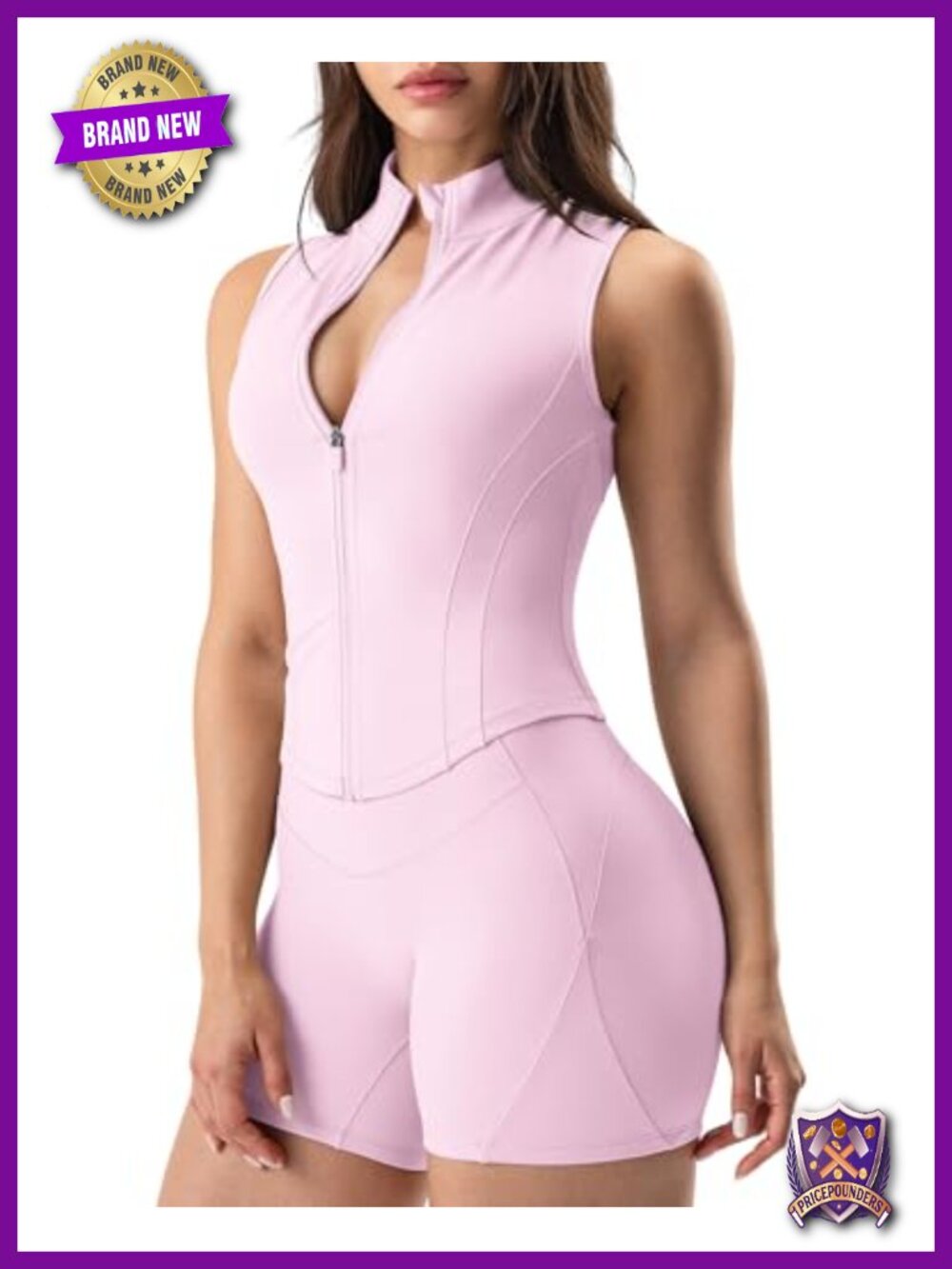 Sleeveless Zip Up Workout Vest Nylon LYCRA Cropped Activewear Top